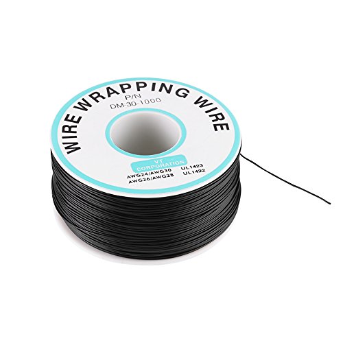 Kupfer Drahtwicklung Single Wire Core Strang 0,25 mm / 0,6 mm 30AWG Kabel 250 Meter 300 V schwarz von YWBL-WH