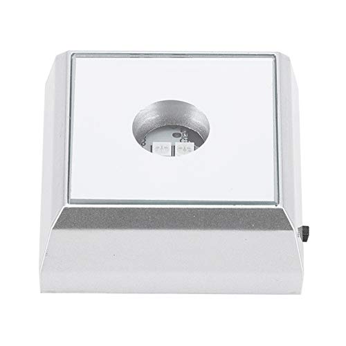 LED-Lampensockel-Ständerhalter für Kristall-Acryl-Display, 4 Superhelle LED-Perlen, Verspiegelter Sockel mit Farbigen Lichtern, für Glas und Schmuck (COLORFUL) von YWBL-WH