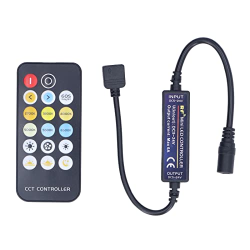 YWBL-WH LED RF Controller, Mini Wireless Fernbedienung Dimmer 17 Tasten LED Farbtemperatur Helligkeitsregler für CCT/RGB Streifenbeleuchtung, Dimmerschalter von YWBL-WH