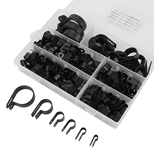 Nylon Plastik Kabelklemme Sortimentskit Schwarz P Clips Cable Clamp für Kabel-Management - 200 Stück von YWBL-WH