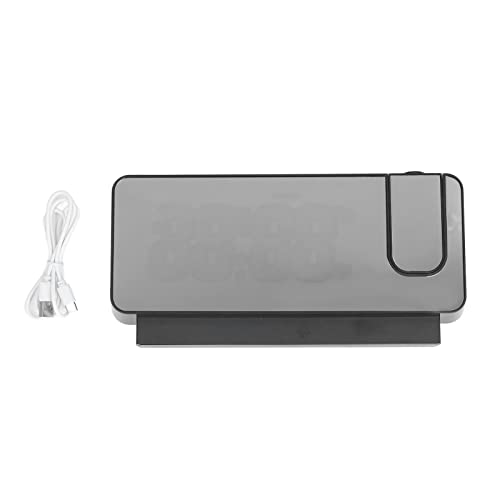 Projektionswecker für die Schlafzimmerdecke, Digitaler Radiowecker mit USB-Ladeanschlüssen, 180°-Projektor, 4 Dimmer, Automatische Anpassung der(Weißes Licht der schwarzen Schale) von YWBL-WH