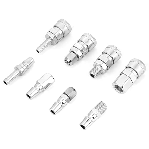 Schnellmontage, 8-teiliges Luftwerkzeug-Kupplungs- und Stecker-Set, 1/4 Zoll C-Typ-Schnellverbindungs-Stecker-Buchsen-Verbindungs-Set, Luftschlauch-Armaturen, Luft, Rohr-Armaturen von YWBL-WH