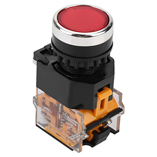 Selbsthemmender Drucktastenschalter Verriegelnder Flachkopf 22 MM Montage LA38-11BNZS (LA38-11S) 10A 220 V / 380 V Rot,Tasten und Anzeigen von YWBL-WH