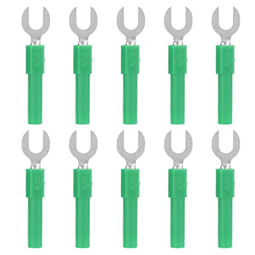 YWBL-WH 10pcs Fork Spatendrahtanschlüsse Y -Typ Stecker in Bananen -Buch -Adapter Elektrische Crimp -Klemmen 30VAC60VDC Maximum.10a (GREEN) von YWBL-WH