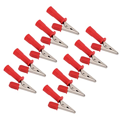 YWBL-WH 10pcs Isolierter Alligatorclip 5mm Kupfertest Klemme Sicherheitstestkabel mit 4 Mm Bananenbuchse für die Elektrik -Test -Batterie für Auto -Testen (Rot) von YWBL-WH