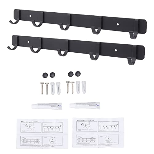 YWBL-WH 2 Stücke Mantel Rack Wand Montiert Raum Aluminium Mantel Haken Schiene Mantel Rack Wand Einreihige Haken Kein Stanzen Horizontale Wand Haken von YWBL-WH