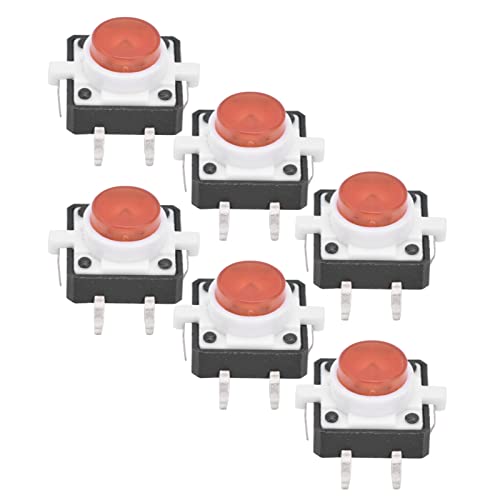 YWBL-WH 20pcs 12x12x7.3mm Taktiler Druckknopfschalter Angeriefbarer LED -Light -Taste -Schalter Schalter Sortiments -Kits für Elektronische Geräte Haushaltsgeräte (Rot) von YWBL-WH