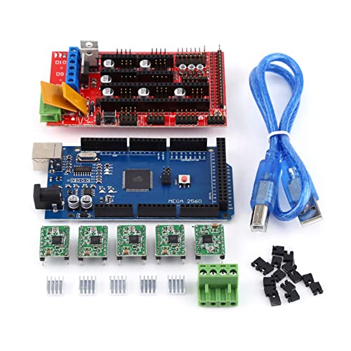 3D-Drucker-Controller RAMPS 1.4-Controller + Mega R3-Board + gelötete A4988-Treiber + Kühlkörper + USB-Kabel + Jumper von YWBL-WH