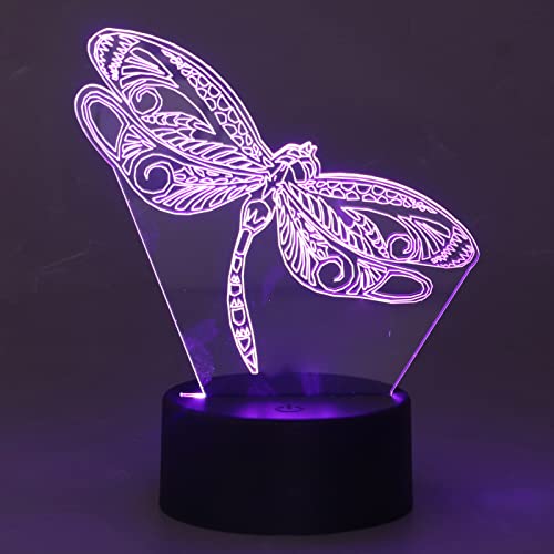 YWBL-WH 3D-Tischleuchte Libelle LED Dekorativ Neben Lampe 7-Farben-Touch-Schalter für Schlafzimmer von YWBL-WH