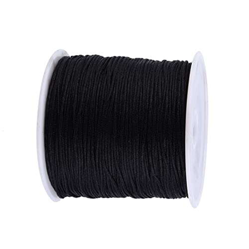 Knotenschnur, 100 M, 0,8 Mm Nylon, Chinesischer Knoten, Rattail, Makramee-Faden, Schwarz, für Quasten, Wickelringe, Mikro-Makramee, Perlen, Löcher, Schnüre von YWBL-WH