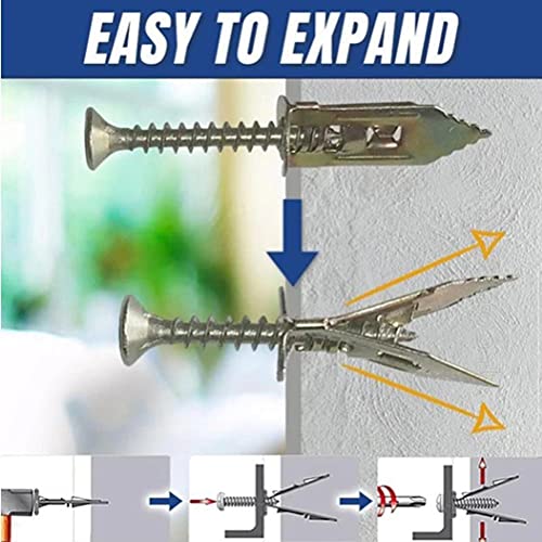 YWBL-WH Selbstbohrung Trockenbauanker mit Schrauben Kohlenstoffstahl Hohlwand Kit Schwerlastmetall-Expansionsschrauben Kit für Gipsbrett (20pcs) von YWBL-WH