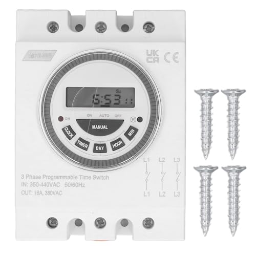 Zeitschaltuhr, 3-Phasen-Zeitsteuerungsschalter, 3 Phasen, 7 Tage, 24 Stunden, Programmierbarer Power-Timer-Schalter von YWBL-WH