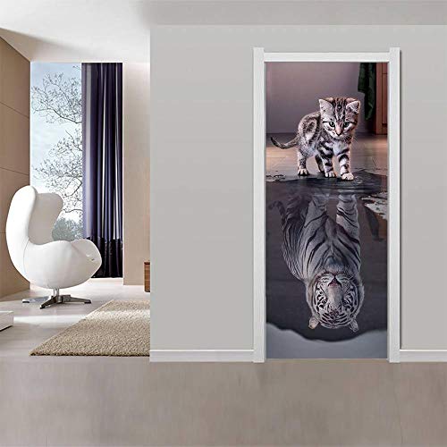YWGMT 3D Türtapete Selbstklebend Türposter - Süße Katze Reflexion Tiger 80X200Cm- Fototapete Türfolie Poster Tapete - Abnehmbar Türposter Fototapete Holzwand Türaufkleber Wandbild Für Tür, Wohnzimmer, YWGMT 3D Türtapete Selbstklebend Türposter - Süße Katze Reflexion Tiger 80X200Cm- Fototapete Türfolie Poster Tapete - Abnehmbar Türposter Fototapete Holzwand Türaufkleber Wandbild Für Tür, Wohnzimmer, von YWGMT