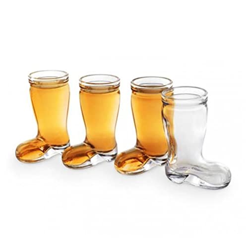 YWINETO Kreative Bierstiefel-Glasbecher im Boot-Stil, Biergläser-Set mit 4 Biergläsern, lustige geformte Unterhaltung, Getränke, Kaffee, Tee, Milch, Bierbecher für Männer, Kollegen, beste Freundin von YWINETO