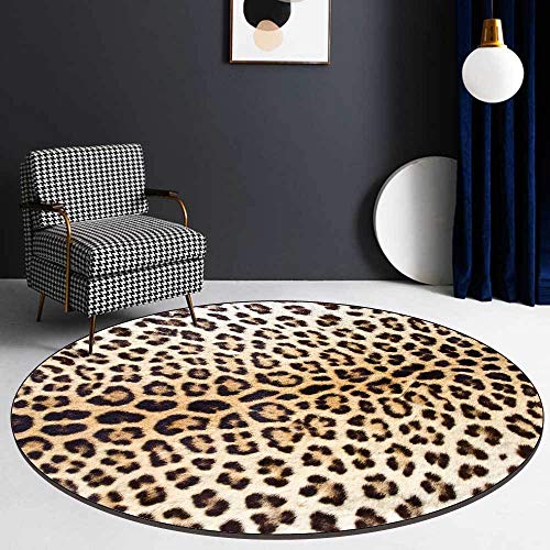 Round Bereich Teppich - Leopard-Druck - Imitation Tigerhautdruck - Modernes Design - Highlight Persönlichkeit Einzigartig - Geeignet für Schlafzimmer, Wohnzimmer, Flur von YWJFASHION