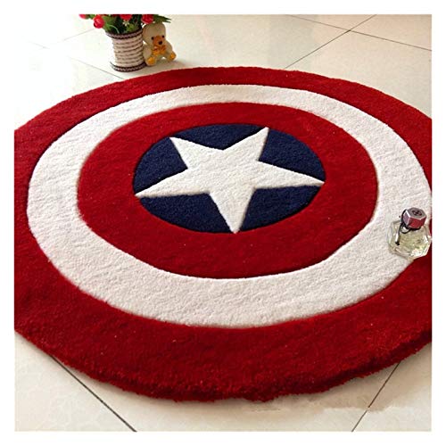 Teppich Große rutschfeste Rutsche Runde Runde Teppich Für Wohnzimmer Schlafzimmer Teppiche Bodenmatte Cartoon Runder Teppich Captain America Shield Teppiche - Waschbarer Teppich ( Tamaño : 150x150cm ) von YWJFASHION