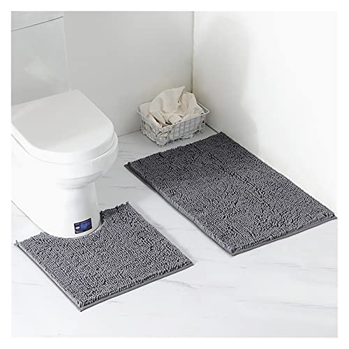 YWJFASHION 2er-Set Badematten Saugfähige Badezimmer-Duschmatten rutschfeste Toiletten-Sockelmatte Waschbare Badezimmerteppich (Color : 01 Toilet Mat Set, Specification : 50x50cm 50x80cm) von YWJFASHION