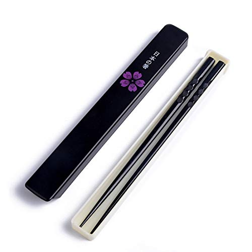 YWJFASHION Stäbchen-Geschenk-Set Japanische Essstäbchen mit Box Set Natürlichen Ironwood Handgemachte Wert-Geschenk Sushi Chinese Food Wiederverwendbare tragbarer Reise-Geschirr-Holz (Farbe : Black) von YWJFASHION