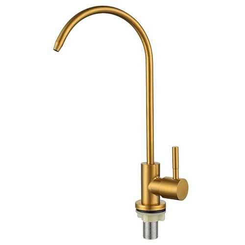 YWJFSA Kaltwasserhahn Küchenspüle, Trinkwasserhahn, Osmose Wasserhahn Edelstahl, Edelstahl Gold 1/4 YWJFSA Kaltwasserhahn Küchenspüle, Trinkwasserhahn, Osmose Wasserhahn Edelstahl, Edelstahl Gold 1/4 von YWJFSA