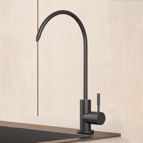 YWJFSA Trinkwasserhahn Schwanenhalshahn Wasserhahn Küche Edelstahl,Elegant Schwarz von YWJFSA