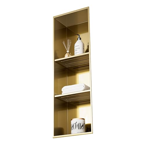 YWJFSA Wandnische Bad Dreischichtig Edelstahl Unterputz Wandnische Dusche für Aufbewahrung Toilettenartikeln,Gold von YWJFSA