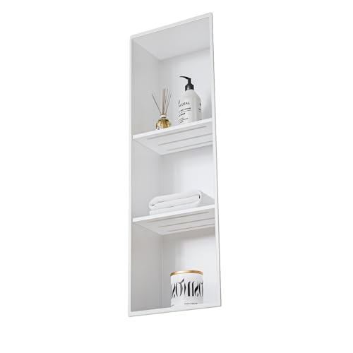 YWJFSA Wandnische Bad Dreischichtig Edelstahl Unterputz Wandnische Dusche für Aufbewahrung Toilettenartikeln,Weiß von YWJFSA