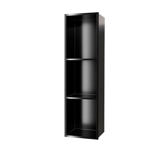 YWJFSA Wandnische Dusche wasserdichte Edelstahl Duschablage Einbau Unterputz für Aufbewahrung Toilettenartikeln,Elegantes Schwarz von YWJFSA