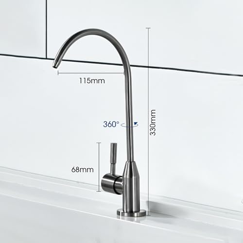 YWJFSA Wasserhahn aus Edelstahl Einhebel Schwenkbar Filter Wasserhahn Küche für Umkehrosmose oder Wasserfiltersystem oder Wasserfiltersystem,Gungrau YWJFSA Wasserhahn aus Edelstahl Einhebel Schwenkbar Filter Wasserhahn Küche für Umkehrosmose oder Wasserfiltersystem oder Wasserfiltersystem,Gungrau von YWJFSA