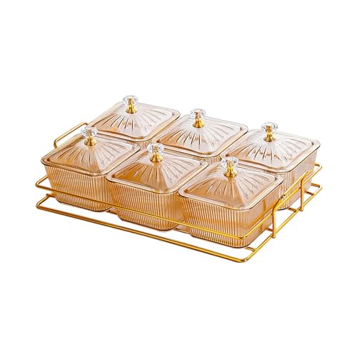 YWJLQH 6 Schalen für Snacks und Desserts, Obstteller mit Ständer, Früchteservierplatte, Bernstein von YWJLQH