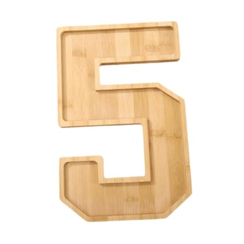 YWJLQH Holztablett mit Zahlen, Befüllbare Servierplatte für Snacks Und Obst, 4 von YWJLQH