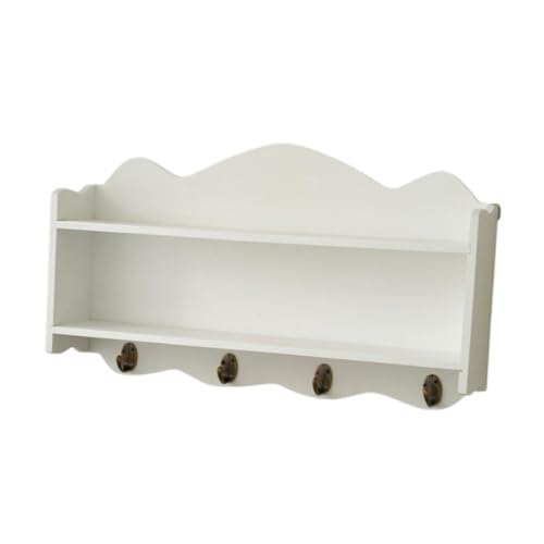 YWJLQH Holzwandlagerregale Doppelschicht Rack Mehrzweck praktische Ornamente Display Stand Antique Regal für Büroschlafzimmer, Weiß von YWJLQH