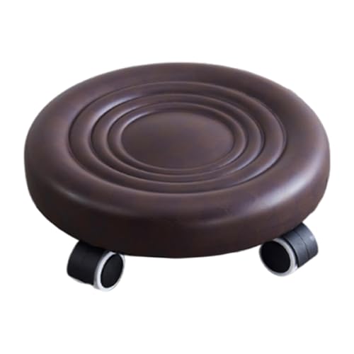 YWJLQH Niedriger Rollhocker, Niedriger Rollsitz mit Rädern, 360° Drehbar, Stabiler Rollsitz, Kurze Hocker Fußstütze für Die Salon Pediküre, Braun von YWJLQH