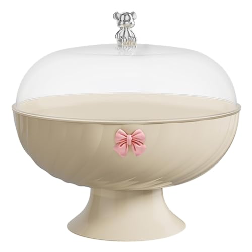 YWJLQH Obstschale mit Herausnehmbarer Schale Als Gemüseschale Obstteller Obstkorb Und Fruchthalter mit Großer Kapazität Schützt Lebensmittel für Esstisch Und, Creme mit Abdeckschleife von YWJLQH