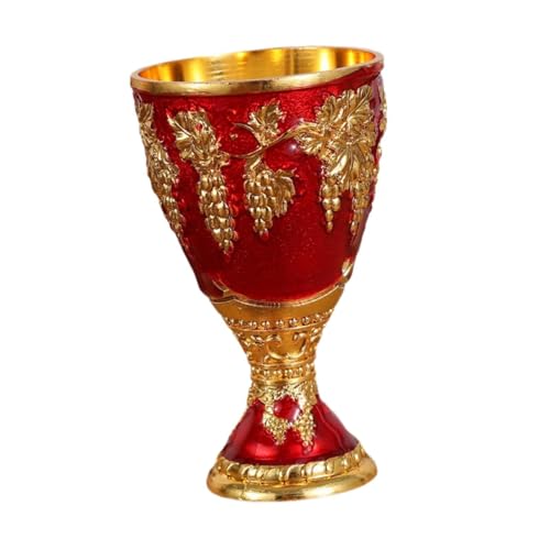 YWJLQH Weinkelch Europäischer Metallbecher Vintage Trinkkelch Sammlerstück Und Tragbar mit Glänzender Oberfläche für Festtafeln Und Sammlungen, Rot YWJLQH Weinkelch Europäischer Metallbecher Vintage Trinkkelch Sammlerstück Und Tragbar mit Glänzender Oberfläche für Festtafeln Und Sammlungen, Rot von YWJLQH