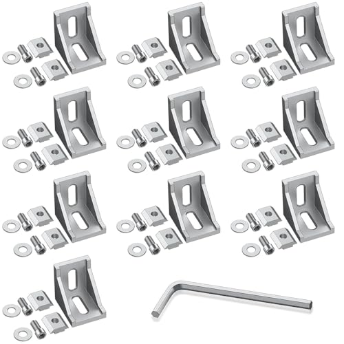 Befestigungsmaterial Winkel, 10 Stück Aluprofile 20x20 Nut 6 Aluminium Winkelverbinder, Winkelverbinder Eckwinkel Eckverbinder Wandhalter für DIY-Projekte 3D-Drucker CNC von YWKJDDM