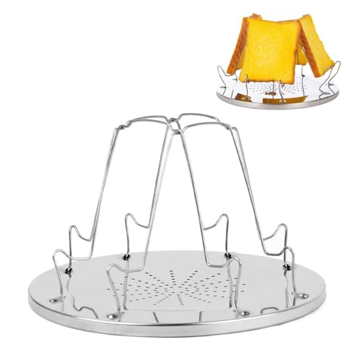 Camping Toaster für Kocher, 4 Scheiben Camping Toast Racks Faltbarem, Tragbarer Toastablett Toastregal für Gasherd, Outdoor, Picknick, Reisen, Wohnmobile Toaster Camping Zubehör von YWKJDDM