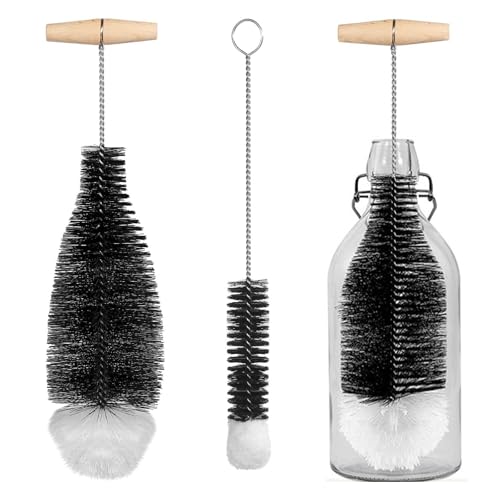 Flaschenbürste für SodaStream Crystal Glasflaschen, 2 Stück Reinigung Soda Reinigungsbürste, Universal Flaschenreiniger Bürste für Glaskaraffe Trinkflaschen Sodaflaschen (Schwarz) von YWKJDDM
