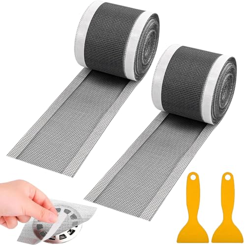 Haarsieb Dusche, 2 Stück Abfluss Haarfänger Einweg Abflusssieb Duschabfluss Selbstklebend Mesh Aufkleber mit Plastikspachtel für Badewanne Küche Bad(70mm x 10m) von YWKJDDM
