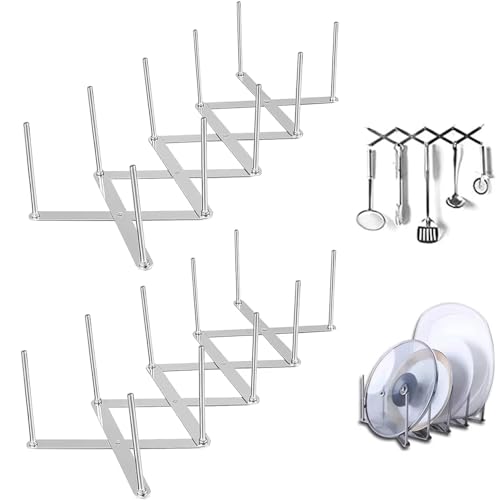 YWKJDDM Deckelhalter Rippchenhalter aus Edelstahl, 2 Stück Verstellbarer Topfdeckelhalter Schublade Multifunktionales Spareribshalter für Küchen und Grill von YWKJDDM