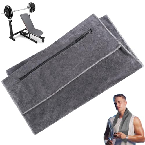 YWKJDDM Fitness Handtuch, 120x50cm Gym Handtuch Mikrofaser Sporthandtuch mit Reißverschlusstasche für Fitnessstudio Training von YWKJDDM