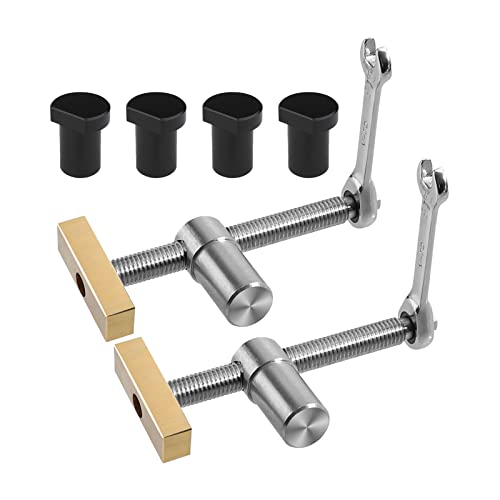 2 x Holzbearbeitungs-Schreibtisch-Clip, Tisch-Werkbank, schnell fixiert, mit 4 Hundelöchern, Stopp verstellbare Schraubstockbänke für 19 mm/20 mm Hundeloch (19 mm, schwarz) von YWNYT