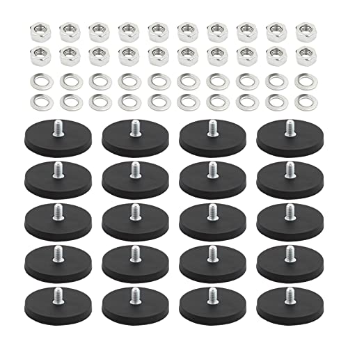 20 Stück gummierte Magnete, 43 mm runde Neodym-Magnetbasis mit M6-Außengewinde-Bolzen, integrierter starker Magnet, äußerer Gummischutz für Beleuchtung, Kamera 20 Stück gummierte Magnete, 43 mm runde Neodym-Magnetbasis mit M6-Außengewinde-Bolzen, integrierter starker Magnet, äußerer Gummischutz für Beleuchtung, Kamera von YWNYT