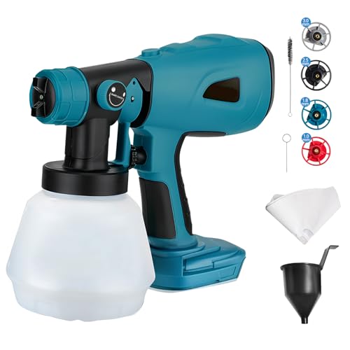 Akku Farbsprühsystem für Bosch 18V Akku, Bürstenlose Elektrische HVLP Handfarbspritzpistole mit 4 Düsen, 3 Mustern und 1000ml Behälter für Zäune, Terrassendielen, Wände und Möbel Akku Farbsprühsystem für Bosch 18V Akku, Bürstenlose Elektrische HVLP Handfarbspritzpistole mit 4 Düsen, 3 Mustern und 1000ml Behälter für Zäune, Terrassendielen, Wände und Möbel von YWNYT