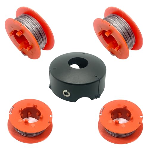 F016800175 Rasentrimmerspule Ersatz für Bosch ART 23 26 30 Combitrim Easytrim Rasentrimmer, 1,6 mm x 8 m Rasentrimmer Pro Tap Spule Schnur mit F016L71088 Abdeckung (4 Spule + 1 Abdeckung) von YWNYT