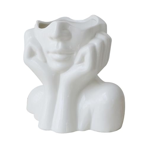 YWNYT Keramik-Gesichtsvase, weibliche Form, künstlerischer Kopf, Halbkörper-Büste, Frauengesicht, Pflanzgefäß, feministischer Minimalismus, dekorativ, moderne Blumenvase für Zuhause, Wohnzimmer, Büro von YWNYT