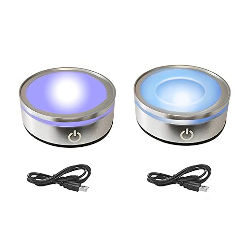 YWNYT LED Lichtsockel für 3D-Kristallglas Showständer Schmuckständer Displayplatte LED Light Display Base Basis-Ständer mit Empfindlichem Touch-Schalter (2 Stück) von YWNYT