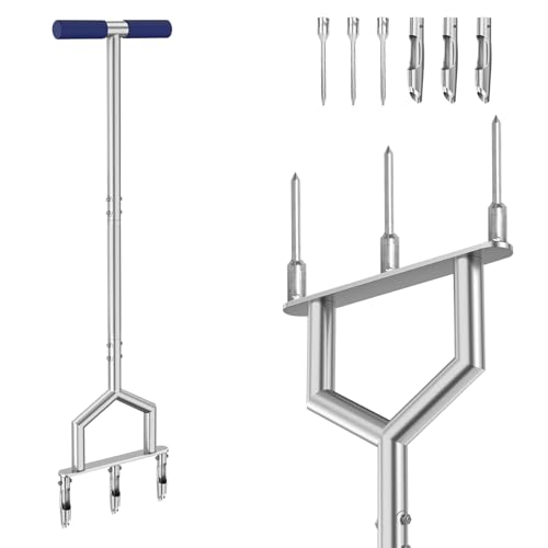 YWNYT Manueller Kern Rasenbelüfter Werkzeug, 2-in-1 Rasenentkernbelüfter & Rasenbelüfter Spikes, mit 3 austauschbaren Hohlzinken und 3 Spikes, Rasenbelüfter Werkzeug für Rasen- und Gartenpflege YWNYT Manueller Kern Rasenbelüfter Werkzeug, 2-in-1 Rasenentkernbelüfter & Rasenbelüfter Spikes, mit 3 austauschbaren Hohlzinken und 3 Spikes, Rasenbelüfter Werkzeug für Rasen- und Gartenpflege von YWNYT
