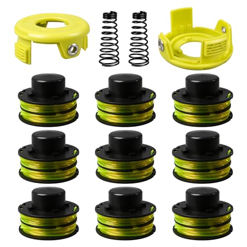 YWNYT Rasentrimmer-Spule für Ryobi RAC118 RLT3525S, 1,2 mm x 8,4 m, Ersatz-Trimmerspule, Rasentrimmer, Freischneider mit Abdeckung und Feder (9+2+2) von YWNYT