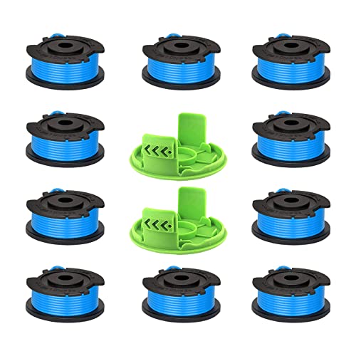 YWNYT Trimmer Ersatzspulen, Ersatz Auto Feed Spool Strimmer kompatibel mit der Greenworks Einzelfadenspule mit der G24LT, G24LTK2, G24LT30M & G24LT30MK2 (10 Spulen und 2 Kappen) von YWNYT