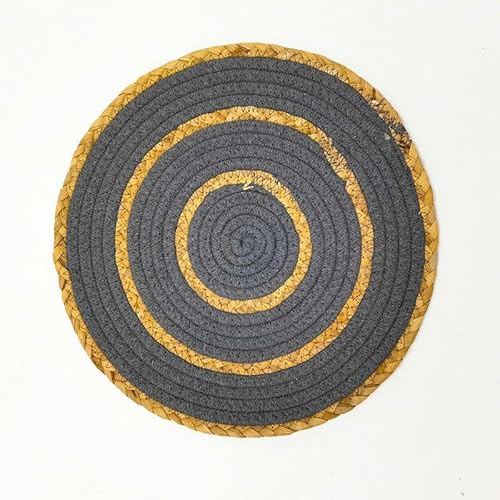 YWQHS 18–30 cm runde, gewebte Tischsets, handgefertigt aus geflochtener natürlicher Wasserhyazinthe mit Baumwollkordel, hitzebeständig von YWQHS